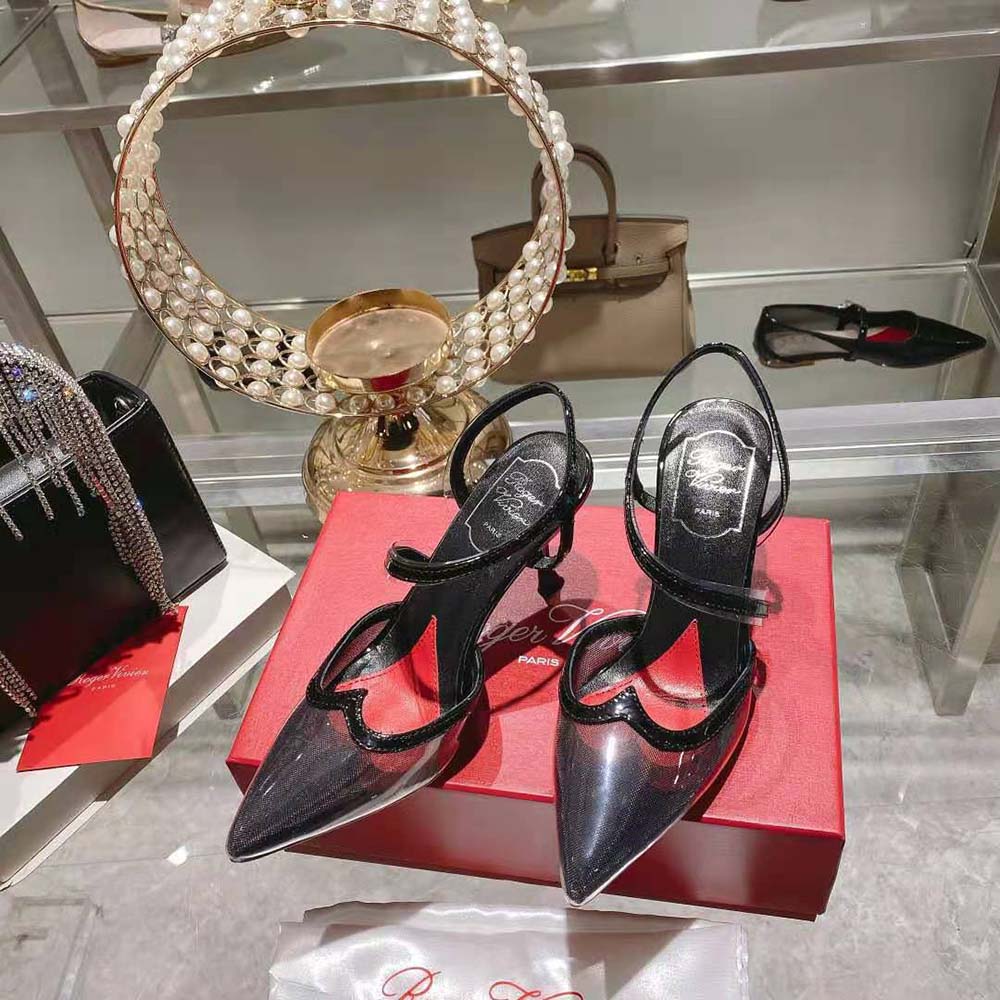Rear view of Roger Vivier Women I Love Vivier Slingback Pumps highlighting slingback strap