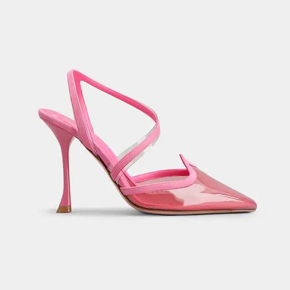 Front angle of Roger Vivier Women I Love Vivier Slingback Pumps in PVC-Pink