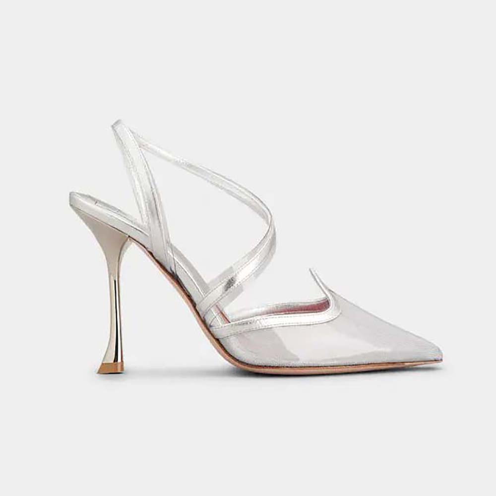 Side view of Roger Vivier Women I Love Vivier Slingback Pumps in PVC-Silver