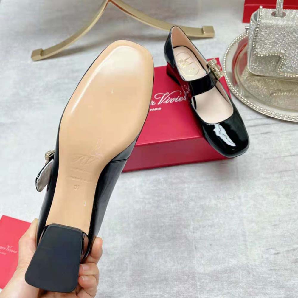 Roger Vivier Women Très Vivier Rhinestone Buckle Babies Pumps-Black - image 10