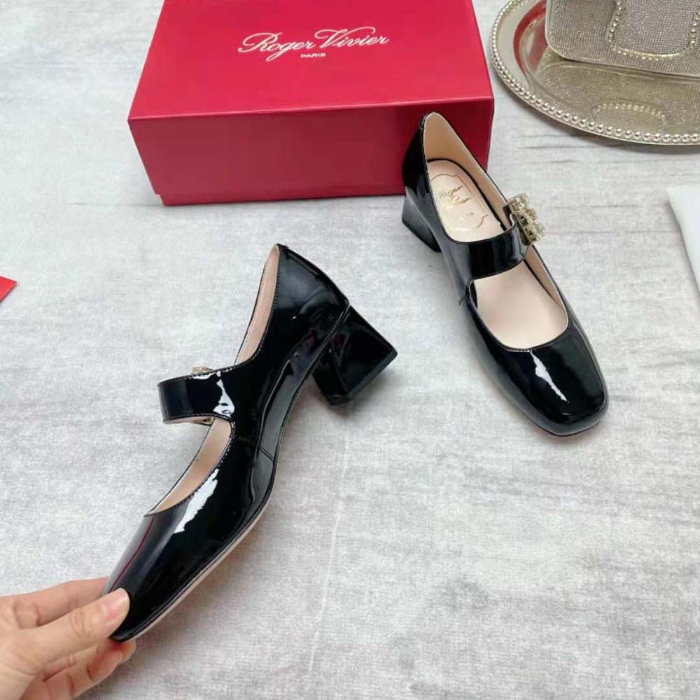 Roger Vivier Women Très Vivier Rhinestone Buckle Babies Pumps-Black - image 6