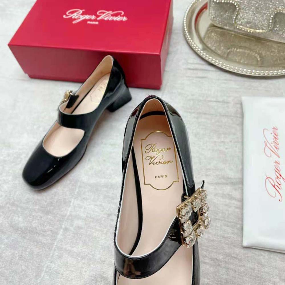 Roger Vivier Women Très Vivier Rhinestone Buckle Babies Pumps-Black - image 7