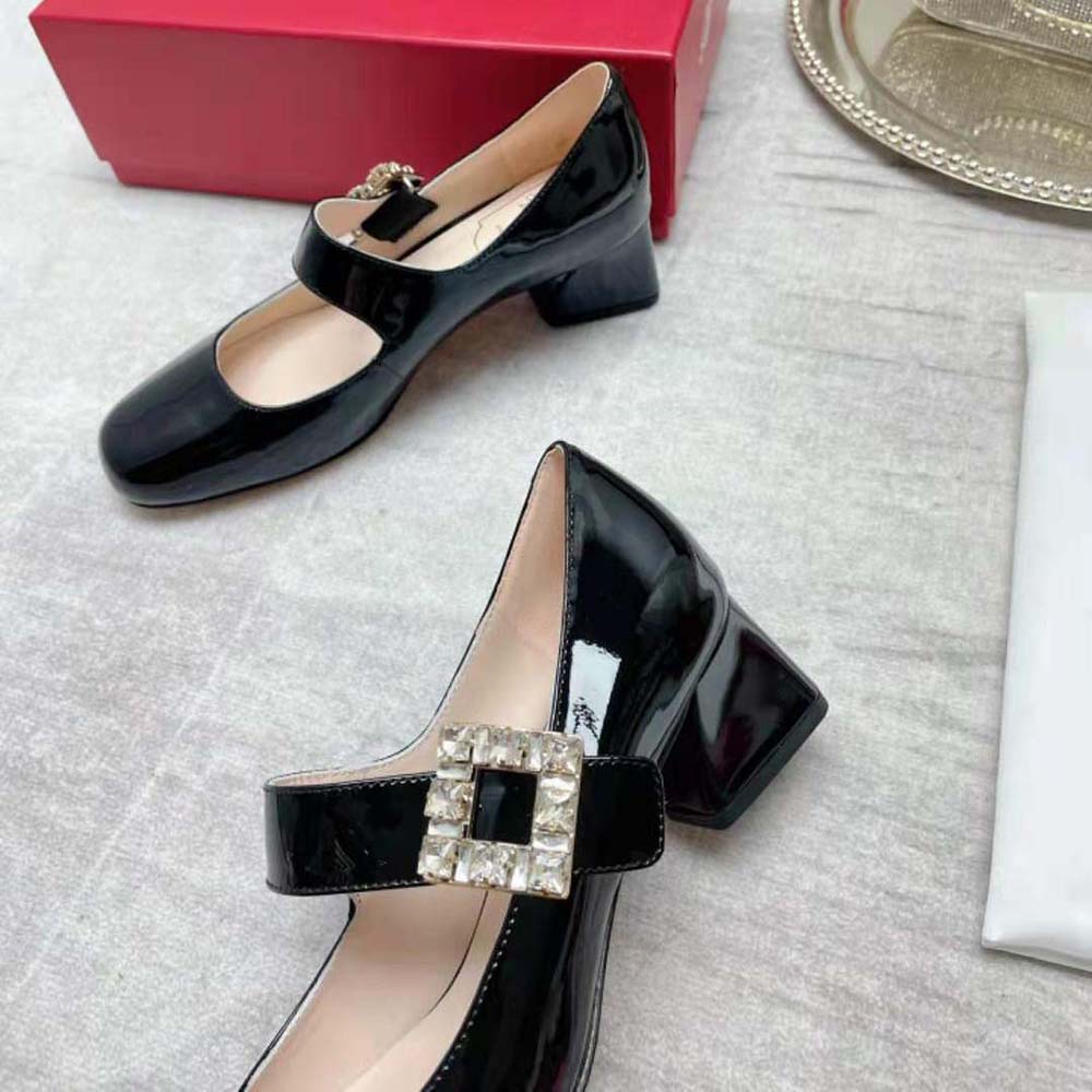 Roger Vivier Women Très Vivier Rhinestone Buckle Babies Pumps-Black - image 8