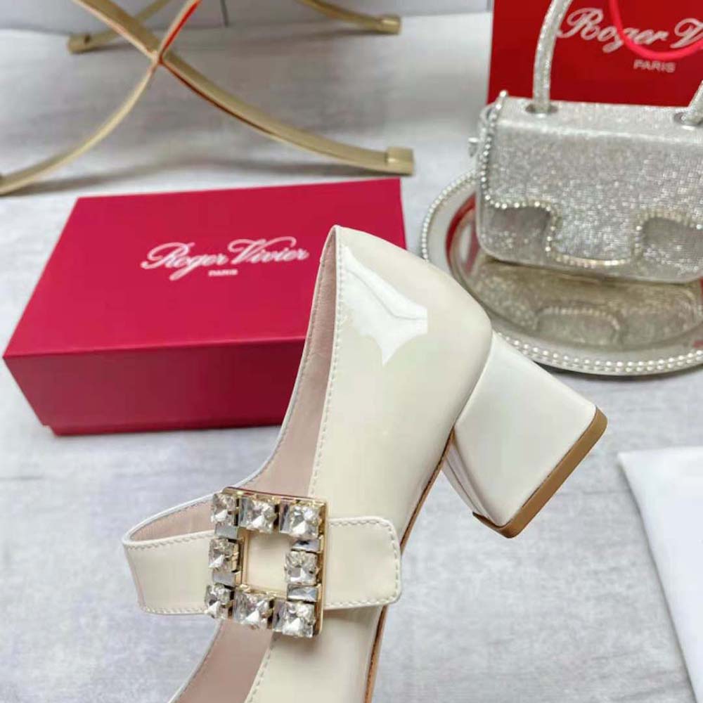 Roger Vivier Women Très Vivier Rhinestone Buckle Babies Pumps-White - image 9
