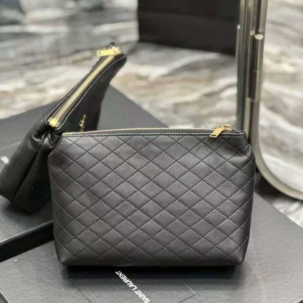 Saint Laurent YSL Women Gaby Cosmetic Pouch in Quilted Leather - image 4
