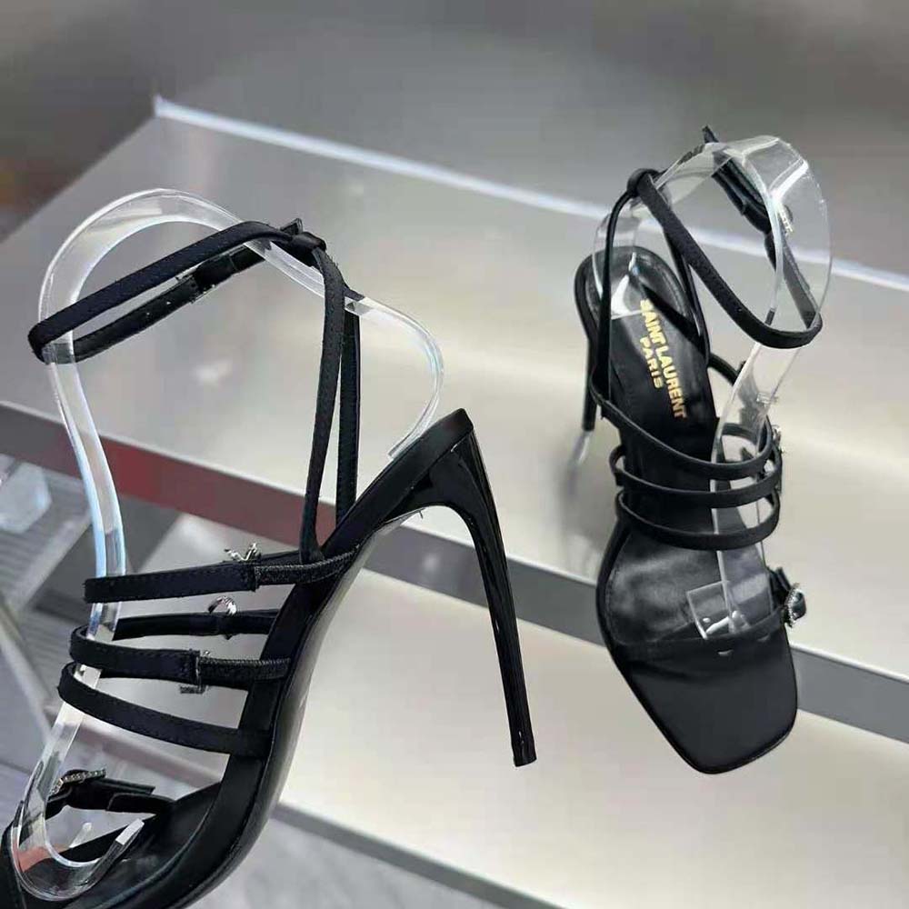 Saint Laurent YSL Women Jerry Sandals in Crepe Satin and Rhinestones - image 8
