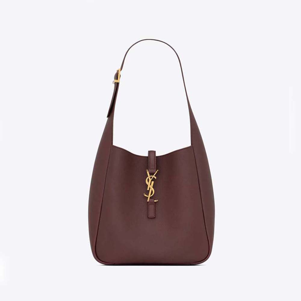 Front view of Saint Laurent YSL Women Le 5 à 7 Soft Small in maroon leather