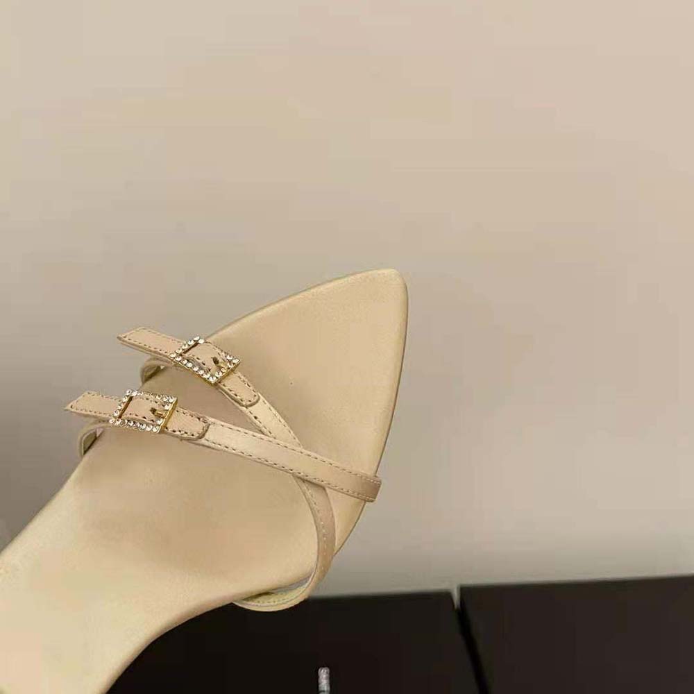 Saint Laurent YSL Women Lila Sandals in Crepe Satin-Beige - image 9
