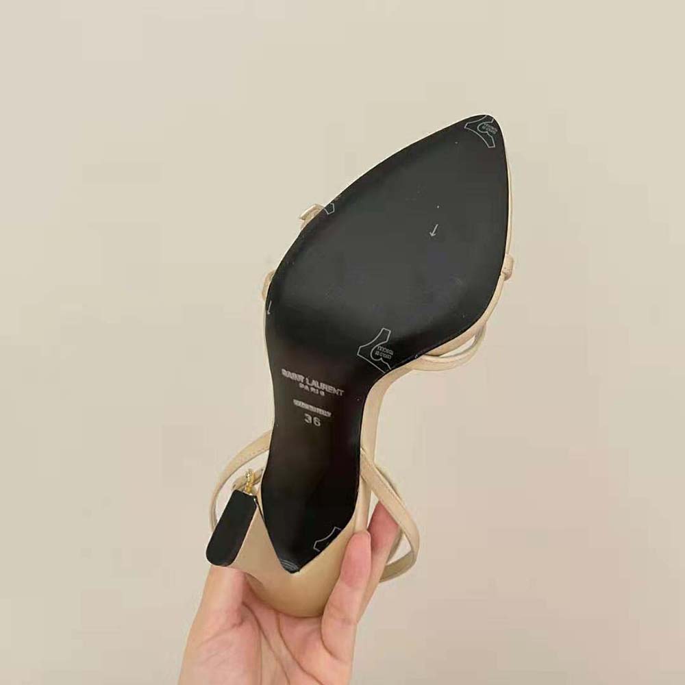 Saint Laurent YSL Women Lila Sandals in Crepe Satin-Beige - image 10