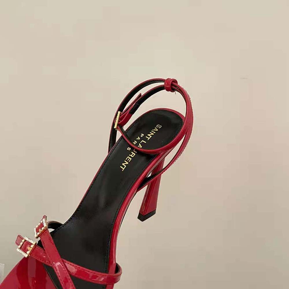 Saint Laurent YSL Women Lila Sandals in Patent Leather-Red - image 10