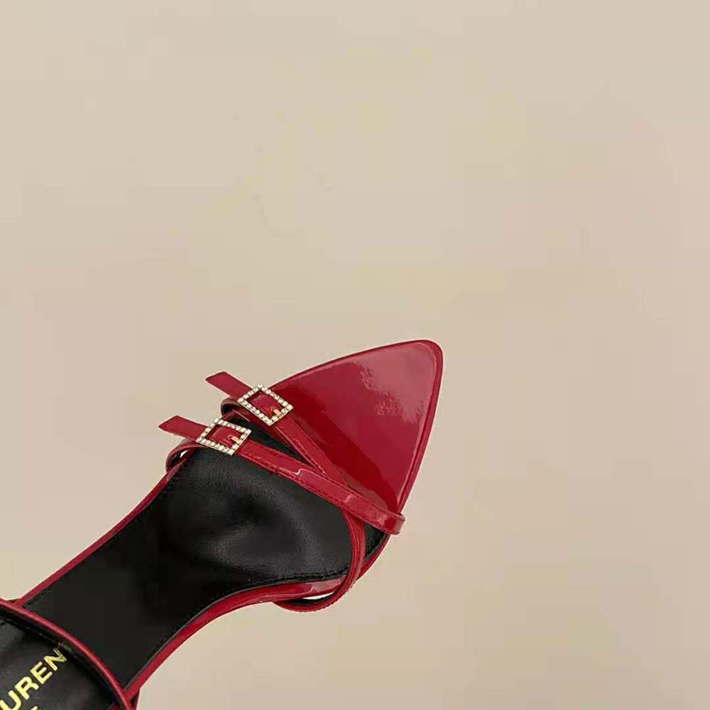 Saint Laurent YSL Women Lila Sandals in Patent Leather-Red - image 9