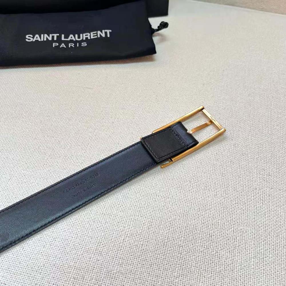 Saint Laurent YSL Women New Cassandre Buckle Belt in Smooth Leather - image 7