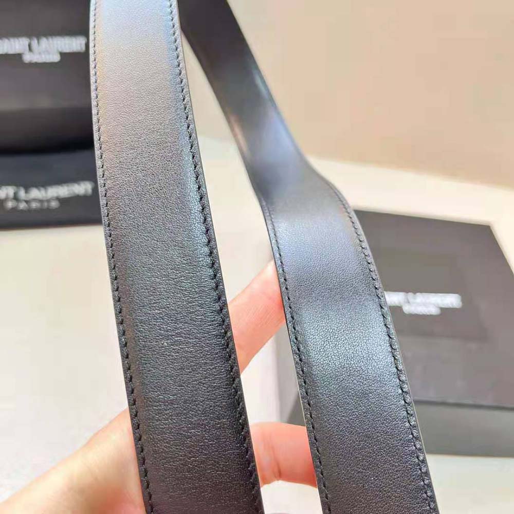 Saint Laurent YSL Women New Cassandre Buckle Belt in Smooth Leather - image 9