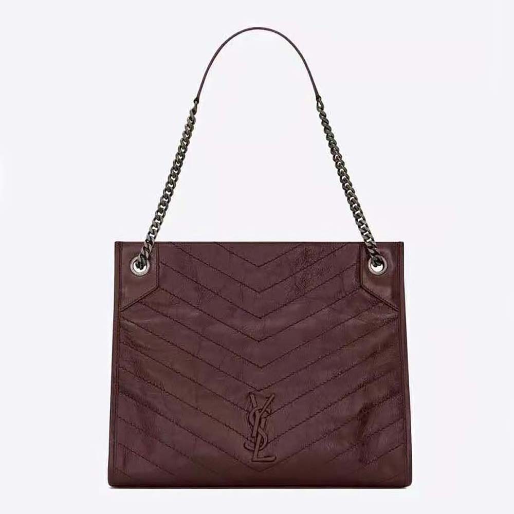 Saint Laurent YSL Women Niki Medium Shopping Bag in Crinkled Vintage Leather-Mar