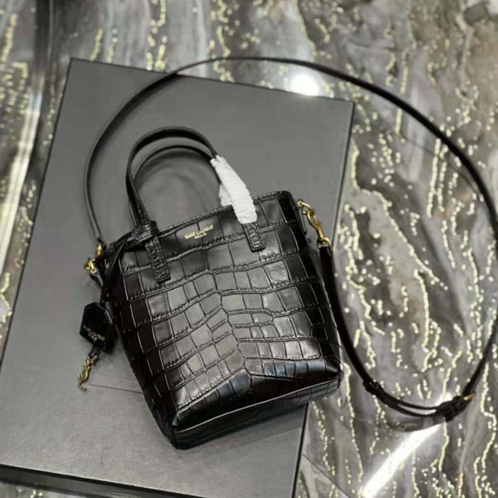 Saint Laurent YSL Women Saint Laurent Paris Mini Toy Shopping in Crocodile-Embossed Leather - image 6