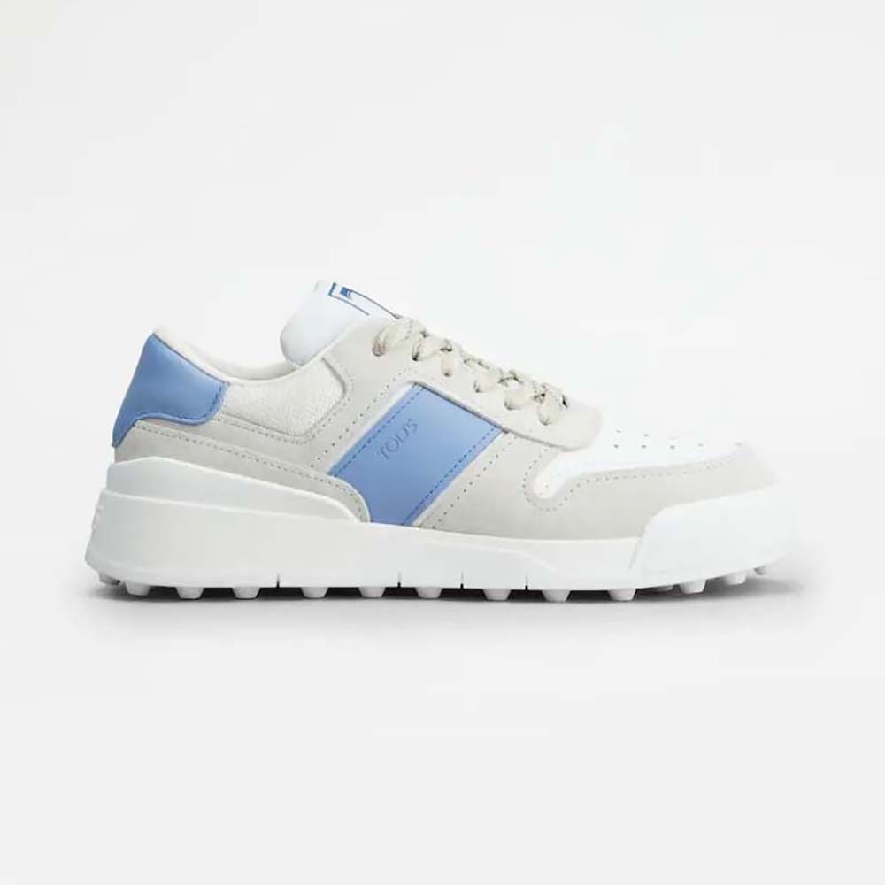 Front angle of TODS Men Sneakers in Suede and Smooth Leather-Blue