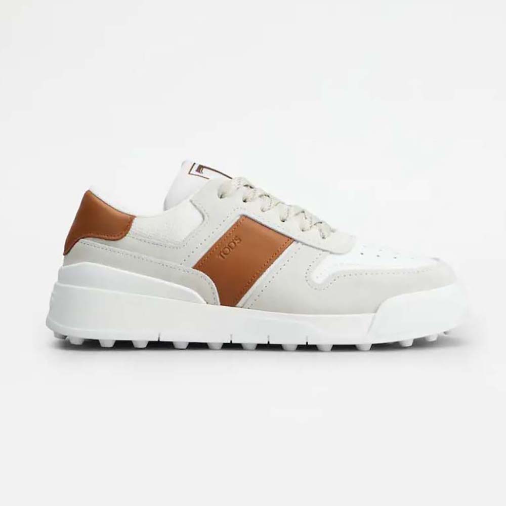 Side profile of TODS Men Sneakers in Suede and Smooth Leather-Brown