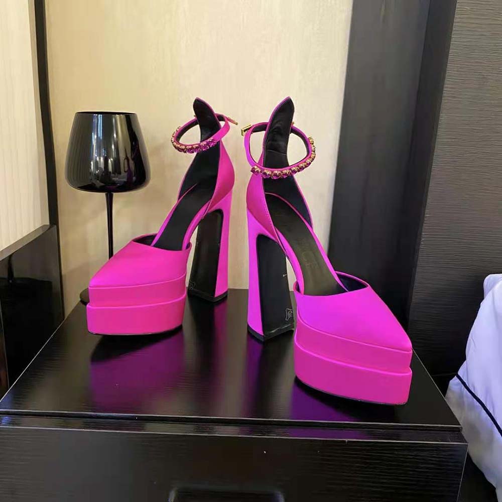 Versace Women Aevitas Pointy Platform Pumps in 16cm Heel Height-Pink - image 4