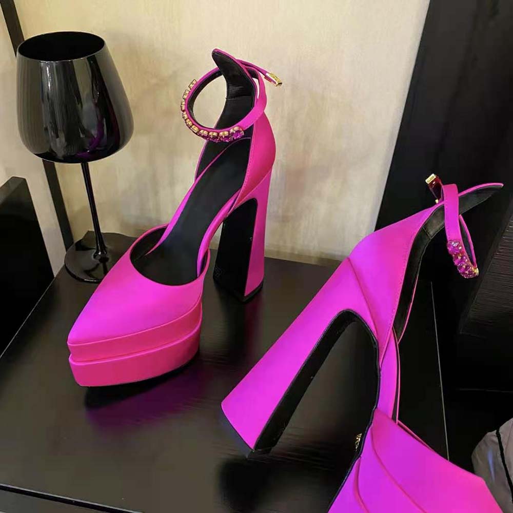 Versace Women Aevitas Pointy Platform Pumps in 16cm Heel Height-Pink - image 7