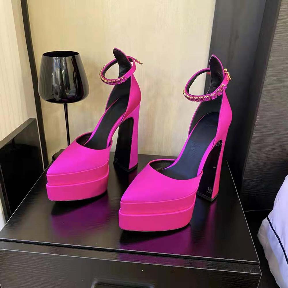 Versace Women Aevitas Pointy Platform Pumps in 16cm Heel Height-Pink - image 5