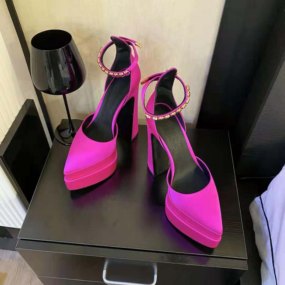 Top-down angle showing pointed toe of Versace Women Aevitas Pumps