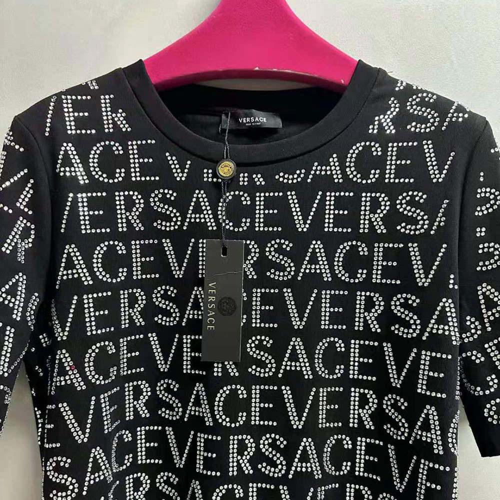 Versace Women Crystal Versace Allover T-shirt - image 4