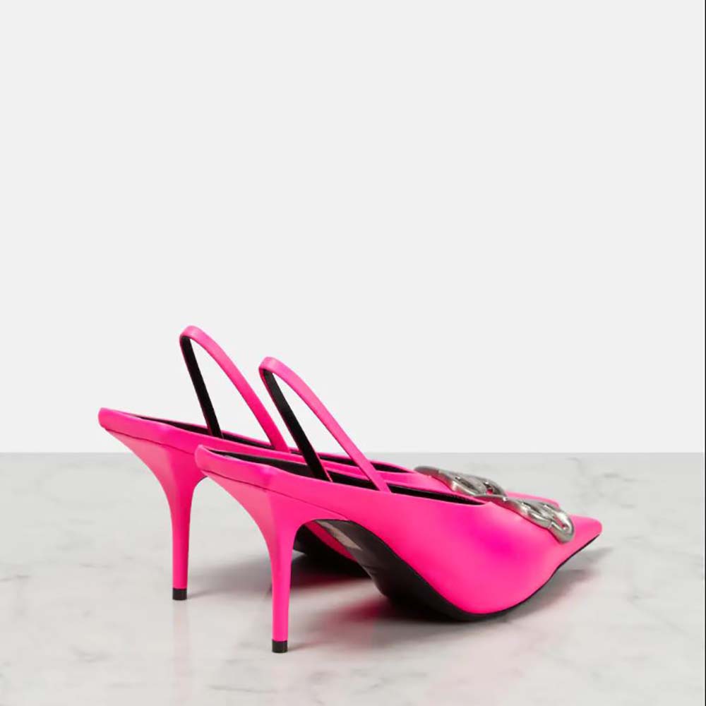 Top view showing square toe and slingback strap of Balenciaga mules