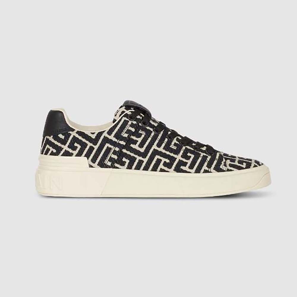 Side profile of Balmain Unisex B-Court Trainers with jacquard monogram