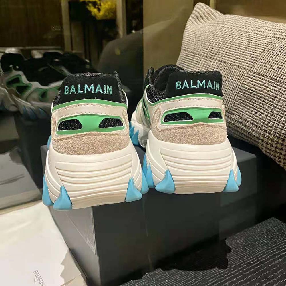 Balmain Unisex B-East Trainer in Leather Suede and Mesh-Aqua - image 7