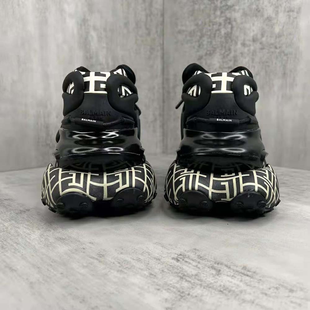 Balmain Unisex Neoprene and Calfskin Unicorn Low-Top Sneakers-Black - image 8
