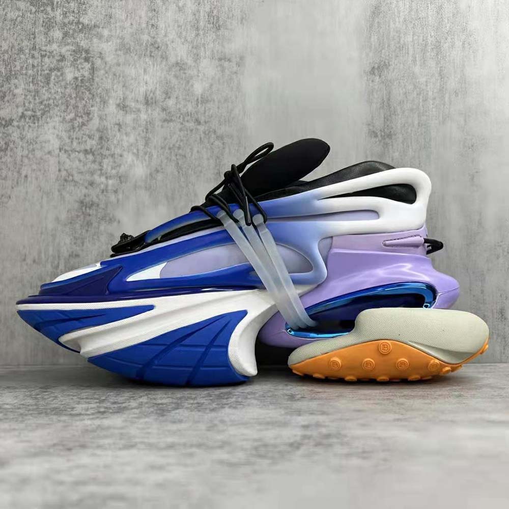 Overhead view showcasing laces and signature hardware on Balmain Unisex Unicorn Trainers