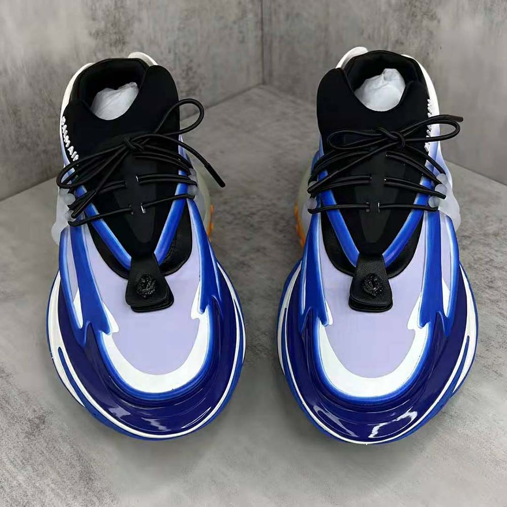 Balmain Unisex Unicorn Low-Top Trainers in Neoprene and Calfskin-Blue - image 4