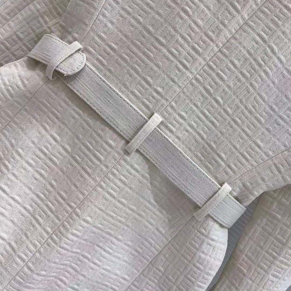 Balmain Women Double-Breasted Cotton Blazer with Balmain Buckle-White - image 8