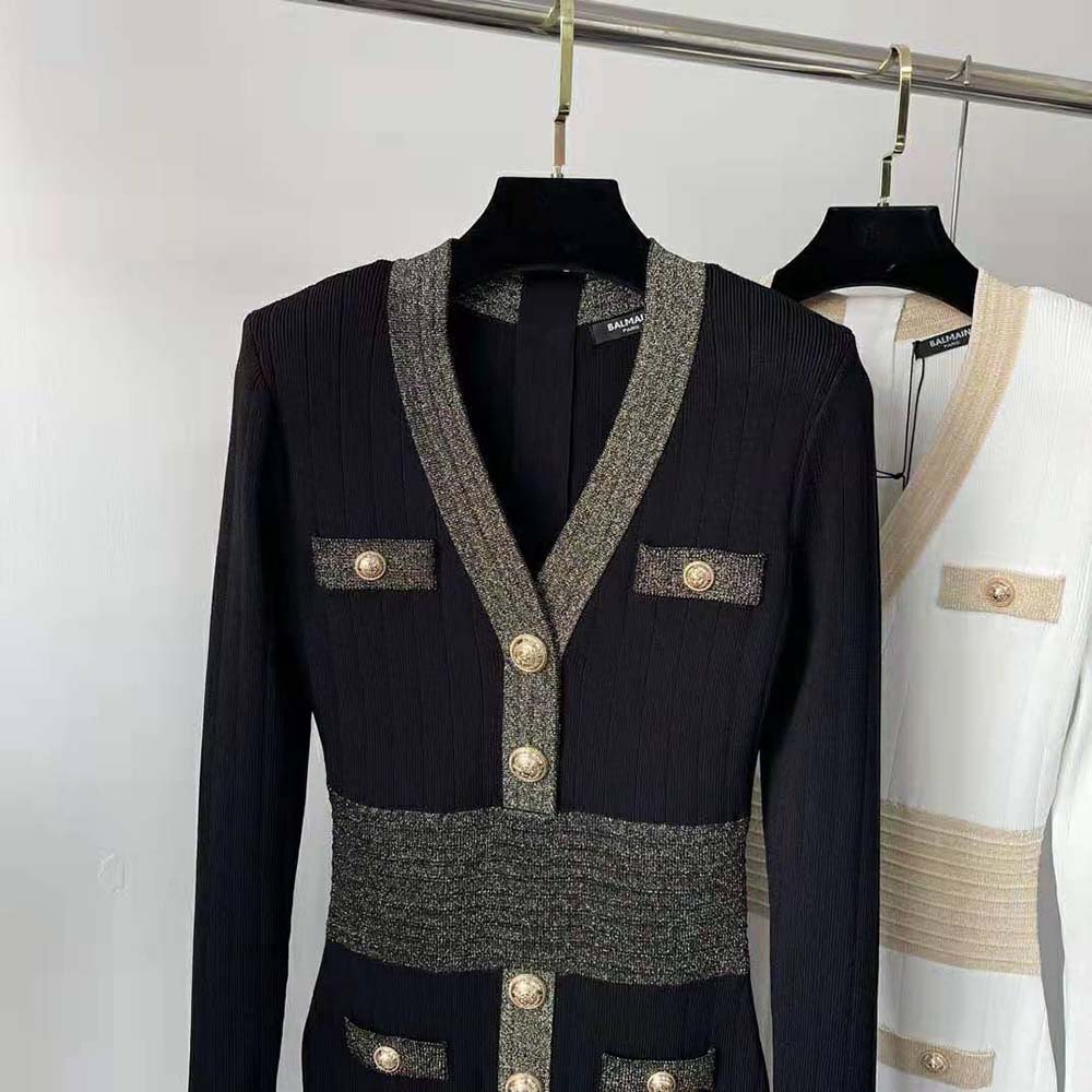 Balmain Women Scooped V-neckline Knit Dress - image 5