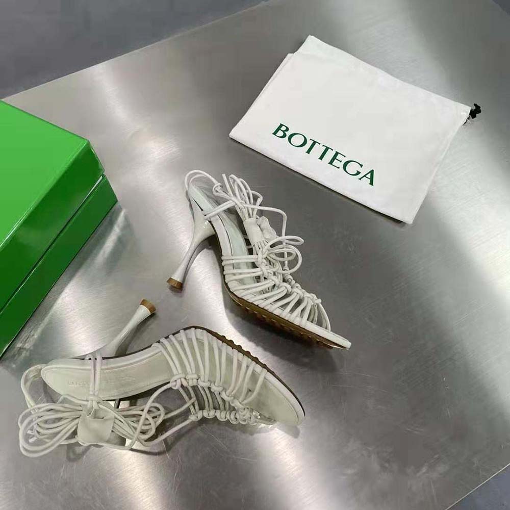 Bottega Veneta Women Dot Leather Sandals-White - image 8