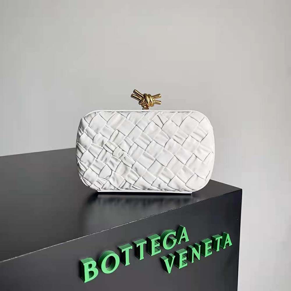 Close-up of knot closure on Bottega Veneta Women Knot Foulard Minaudiere