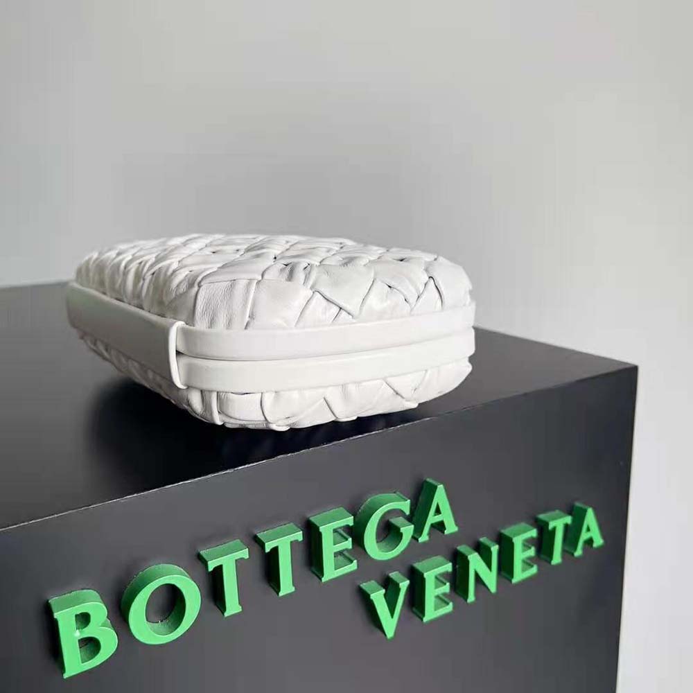 Bottega Veneta Women Knot Foulard Intreccio Leather Minaudiere-White - image 5