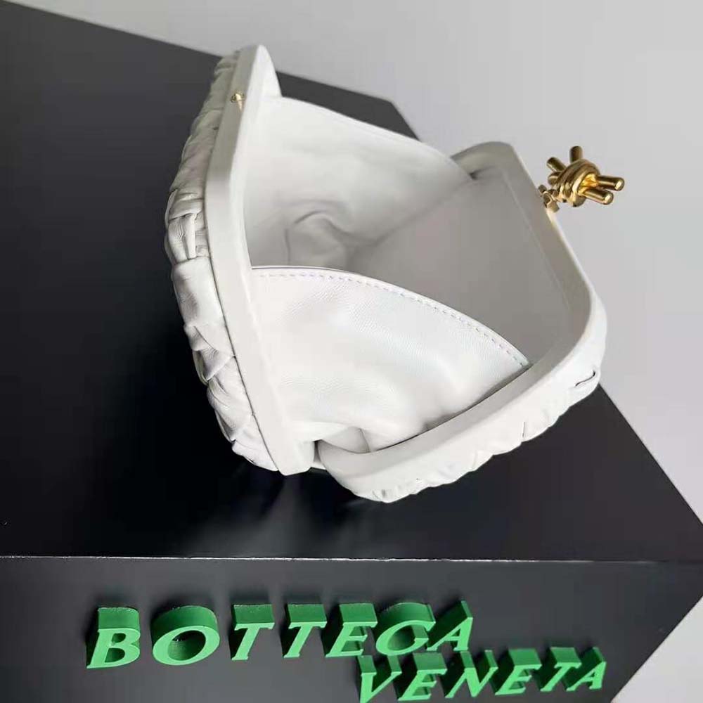 Bottega Veneta Women Knot Foulard Intreccio Leather Minaudiere-White - image 7