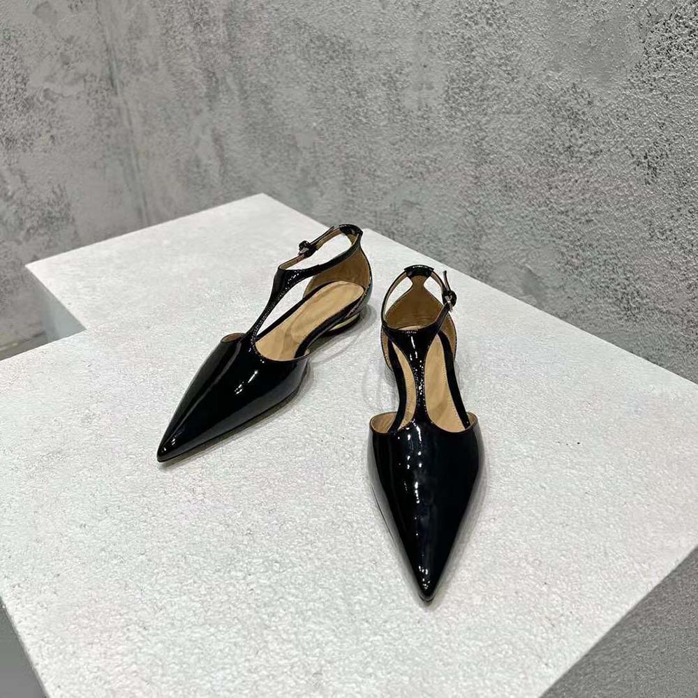 Top-down shot showing sleek silhouette of Bottega Veneta Rocket T-Bar Ballerina Flat