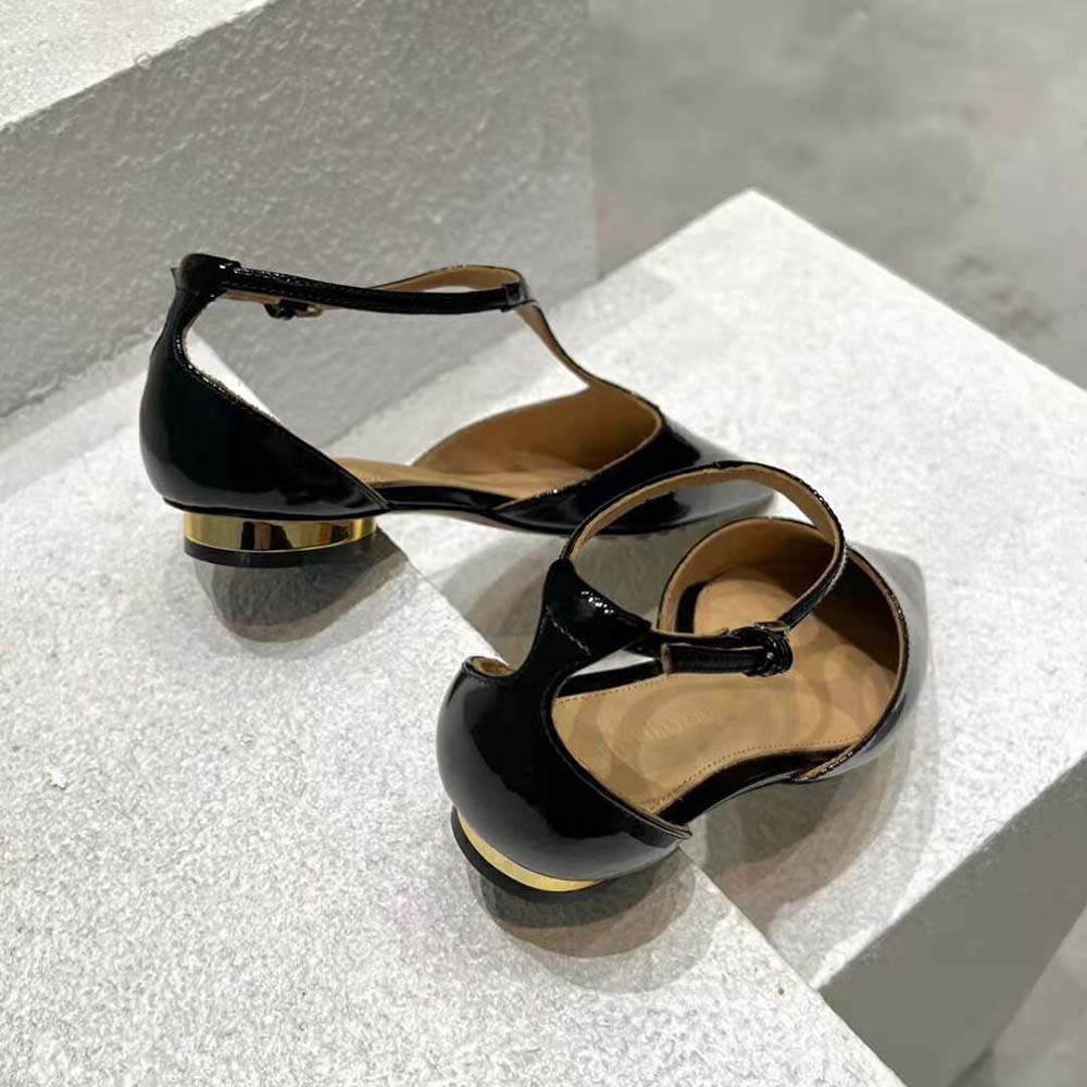 Bottega Veneta Women Rocket T-Bar Ballerina Flat Laminated Leather T-bar Ballerina-Black - image 6