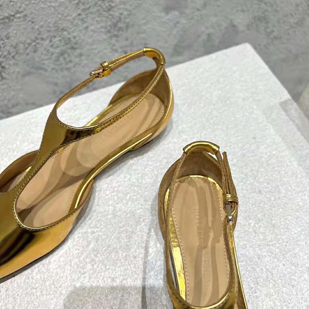 Bottega Veneta Women Rocket T-Bar Ballerina Flat Laminated Leather T-Bar Ballerina-Gold - image 8