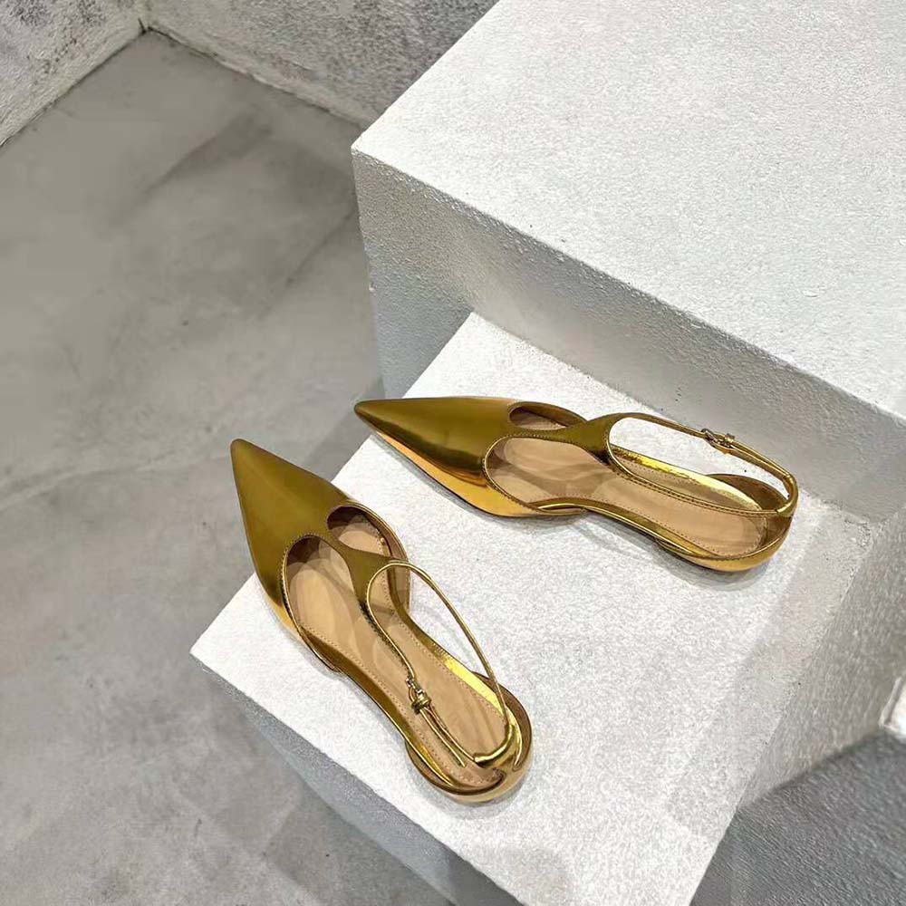 Bottega Veneta Women Rocket T-Bar Ballerina Flat Laminated Leather T-Bar Ballerina-Gold - image 4