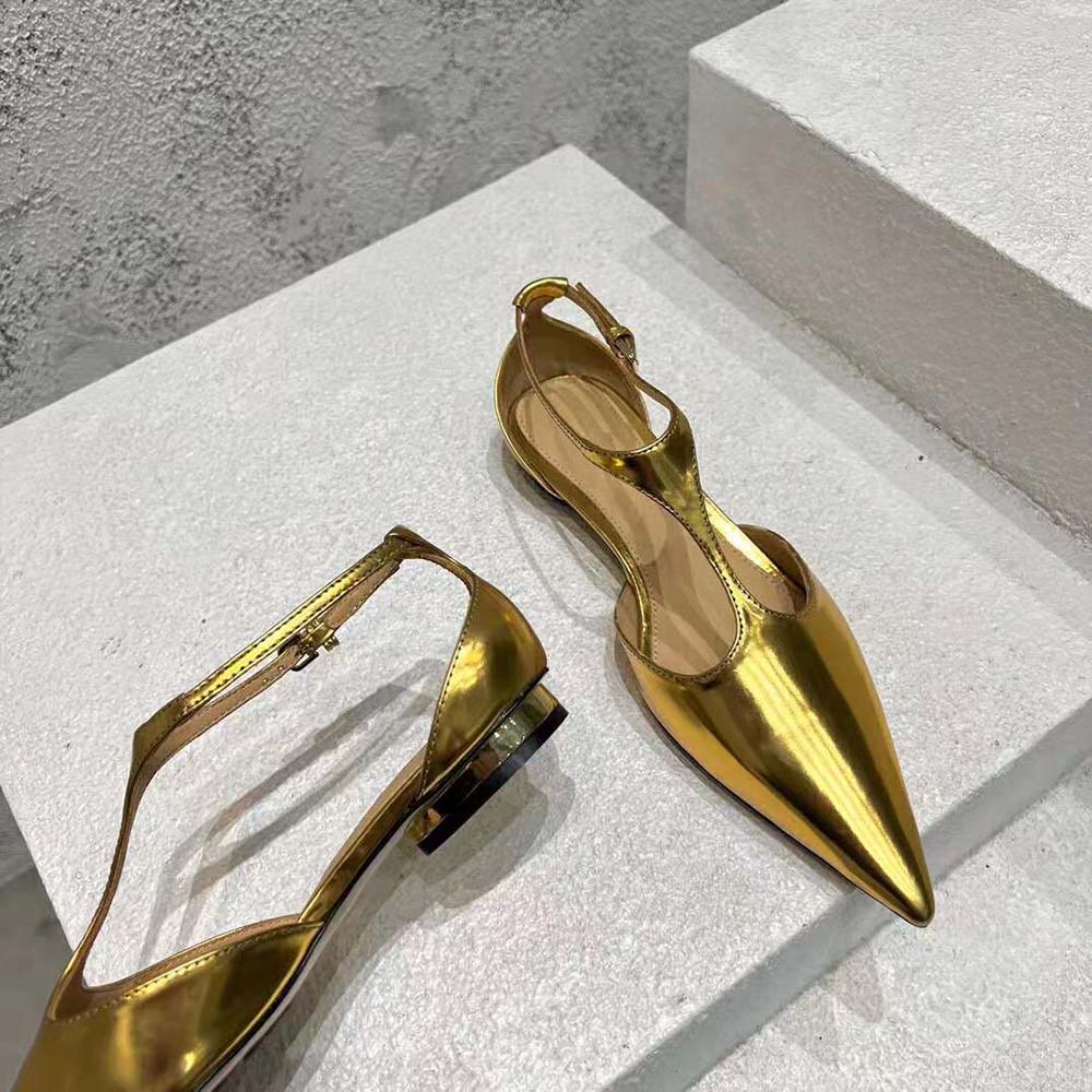 Bottega Veneta Women Rocket T-Bar Ballerina Flat Laminated Leather T-Bar Ballerina-Gold - image 5