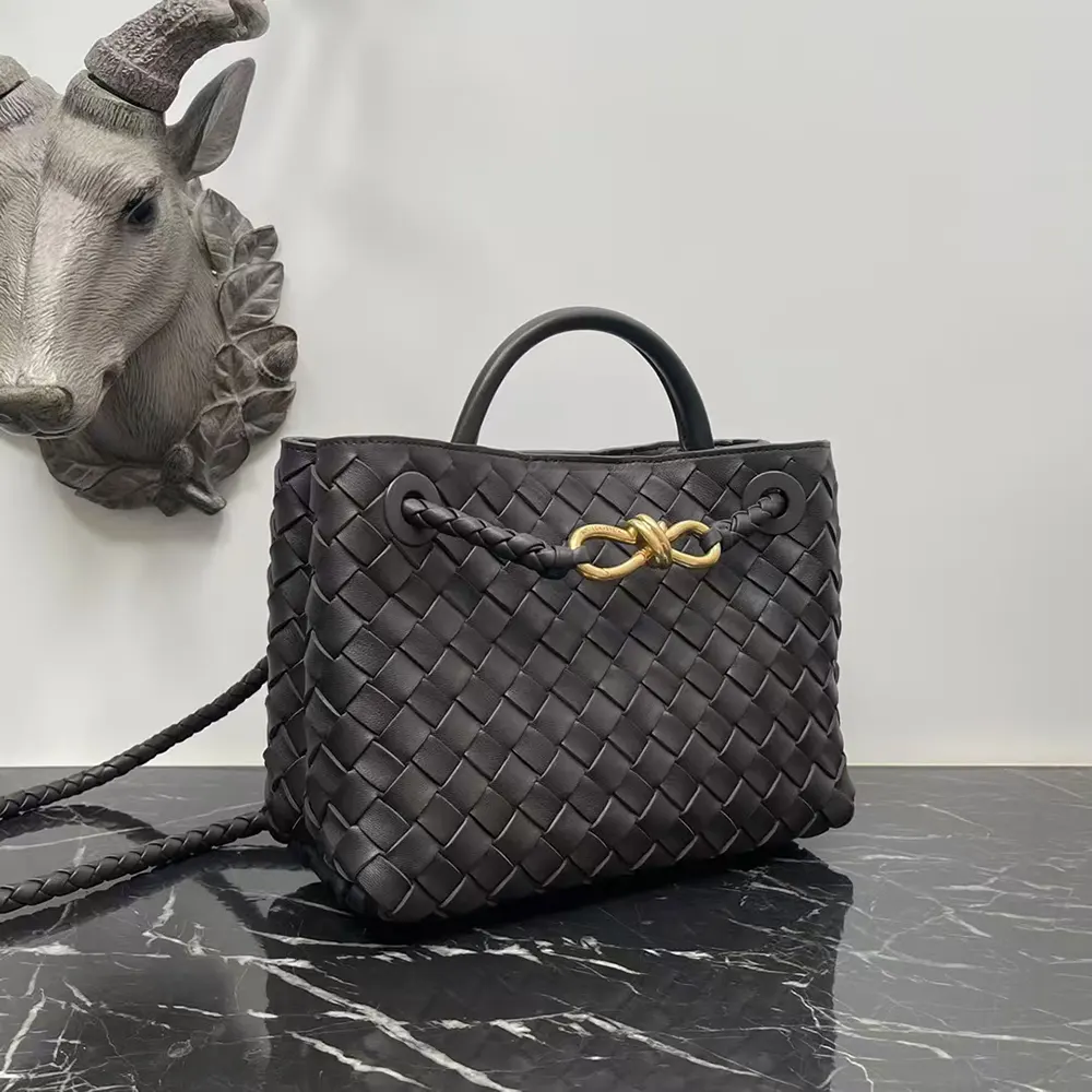 Side profile showing gold hardware on Bottega Veneta Women Small Andiamo Leather Bag