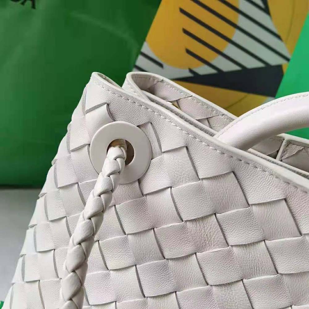 Bottega Veneta Women Small Andiamo Intrecciato Leather Top Handle Bag-White - image 9