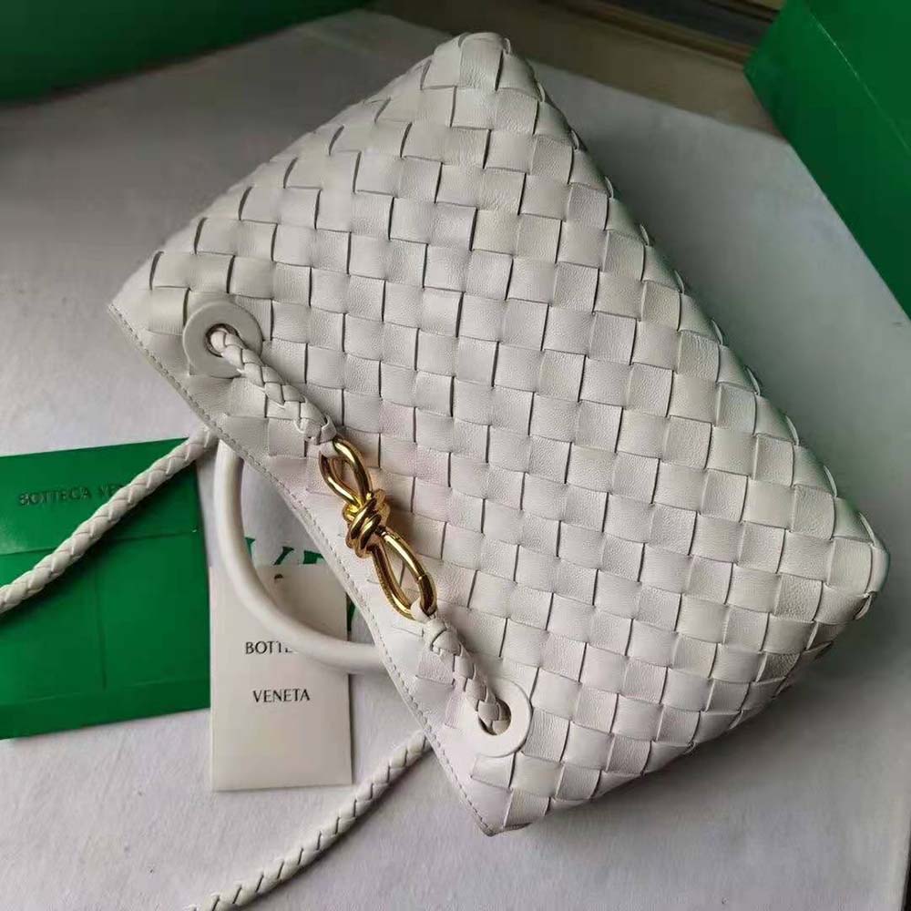 Bottega Veneta Women Small Andiamo Intrecciato Leather Top Handle Bag-White - image 4