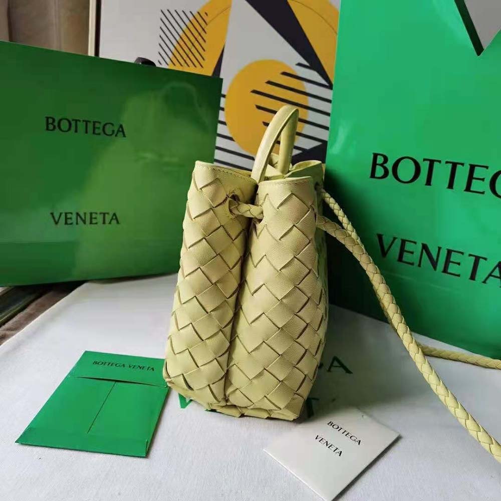 Bottega Veneta Women Small Andiamo Intrecciato Leather Top Handle Bag-Yellow - image 5