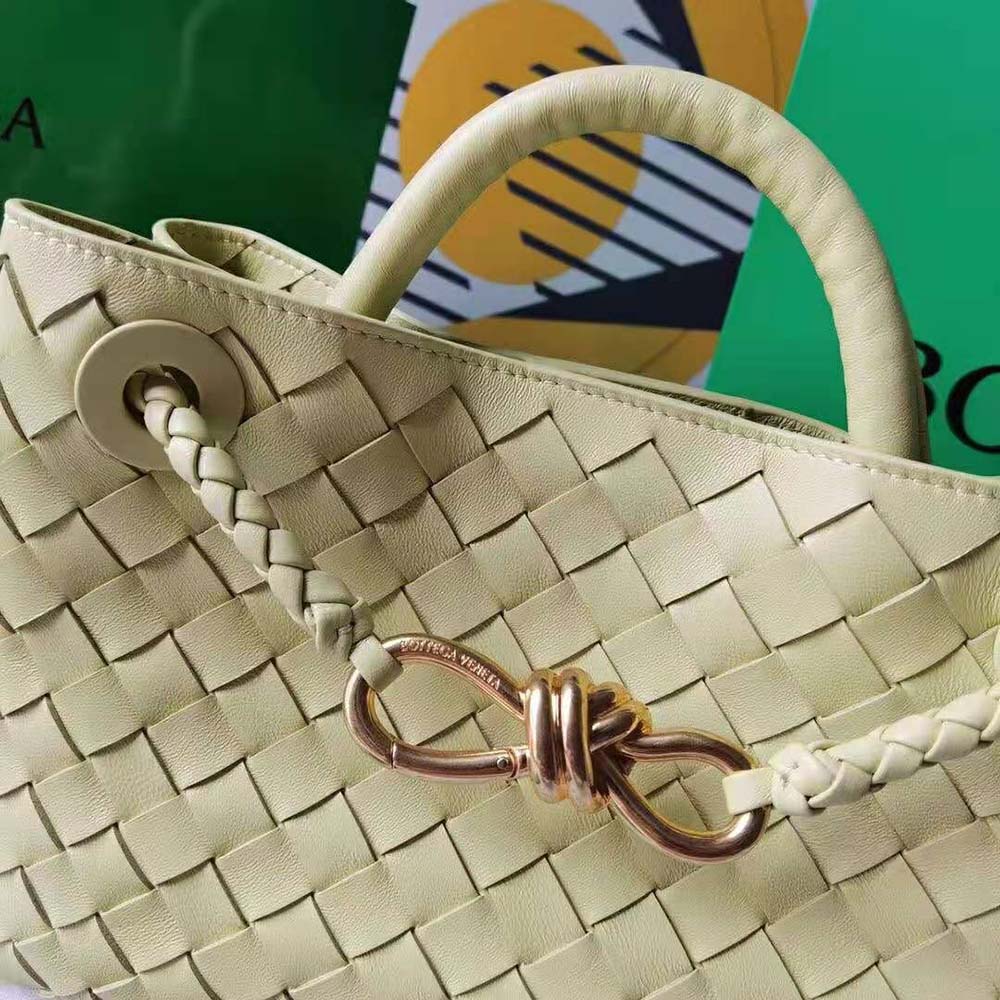 Bottega Veneta Women Small Andiamo Intrecciato Leather Top Handle Bag-Yellow - image 9