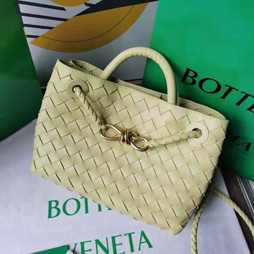 Bottega Veneta Women Small Andiamo Intrecciato Leather Top Handle Bag-Yellow - image 4
