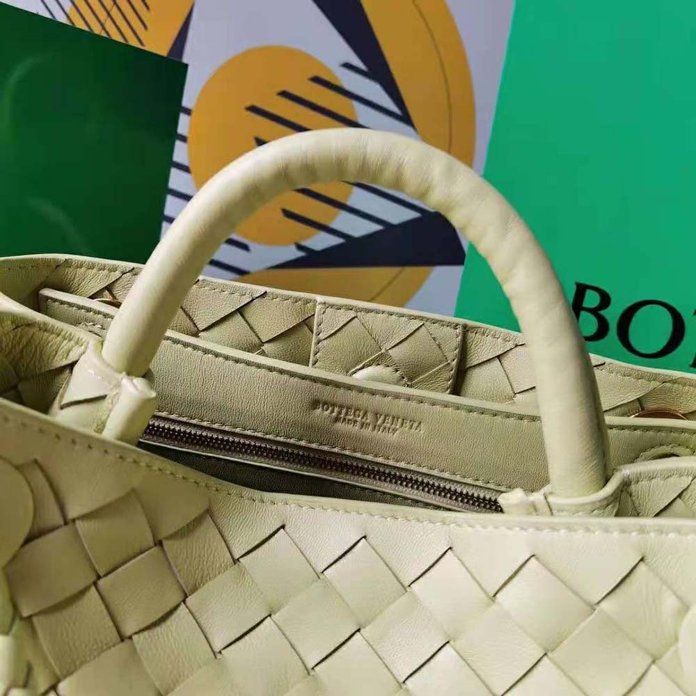 Bottega Veneta Women Small Andiamo Intrecciato Leather Top Handle Bag-Yellow - image 8